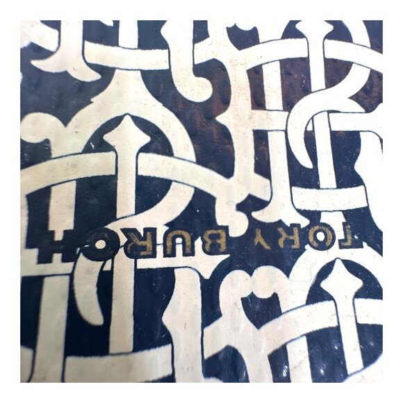 Tory Burch Navy White Thin Flip Flops Size 8 w Gold Logo With Box Good Condition - Picture 4 of 7